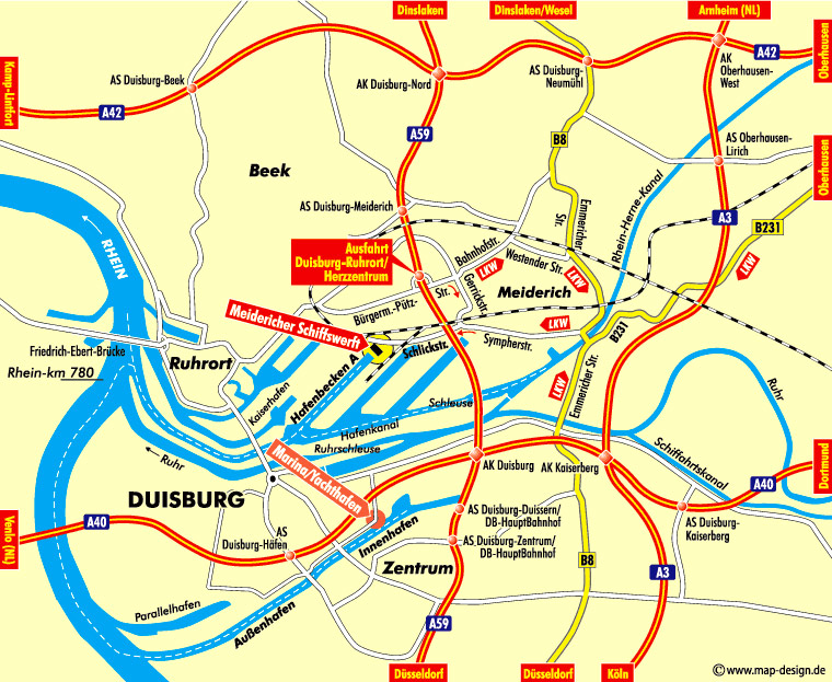 Meidericher Schiffswerft MSW Duisburg - Seekarte